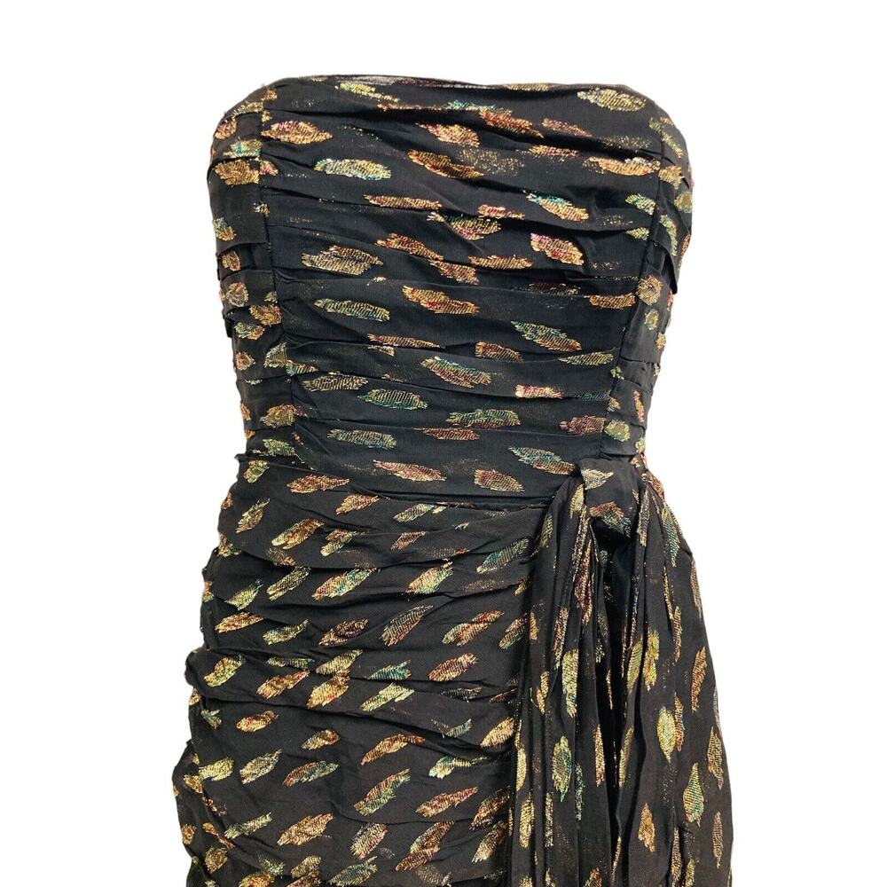 SHOSHANNA Black Metallic Embroidered Strapless Evening Maxi Gown Dress Size 0 - Picture 5 of 8